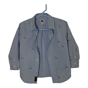 Janie and Jack Sailboat Button Down Shirt Sz 18-24M